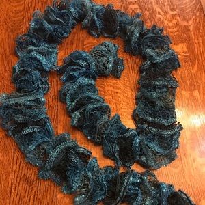 Crochet Teal Sequin scarf.